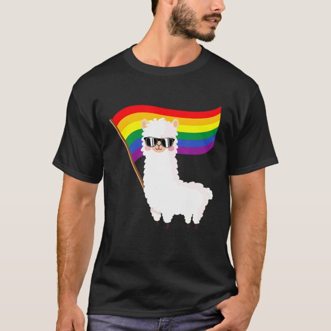 T-shirt Cool Llama Rainbow Drapeau Lgbtqia Gay pride Rainb (Devant)