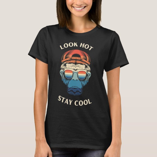 T-shirt Cool Look Hot Monkey avec lunettes de soleil Casqu (Devant)