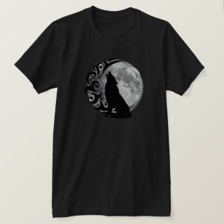 T-shirt Cool Loup noir Pleine lune noire Star Retro Magie
