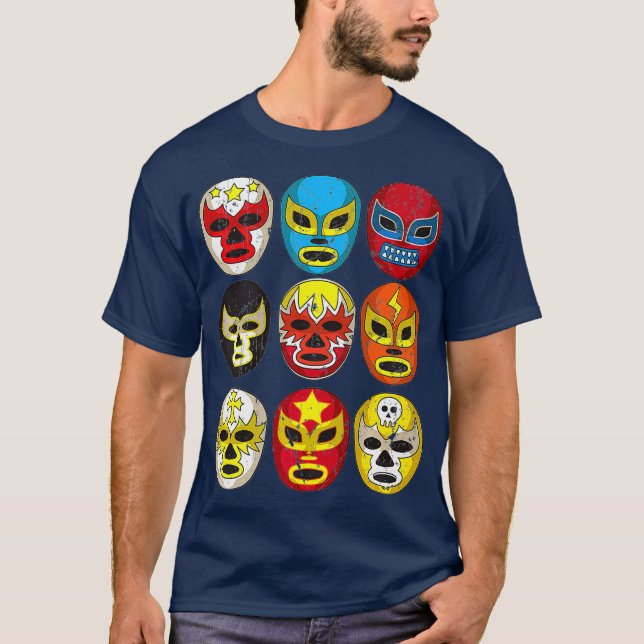 T-shirt Cool Lucha Libre Wrestlers Masks  Funny Gift Fan (Devant)