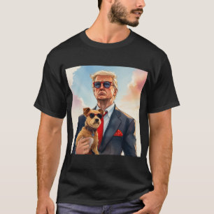 T-shirt Cool MAGA Cat TRUMP Tenir un chien de jolies lunet