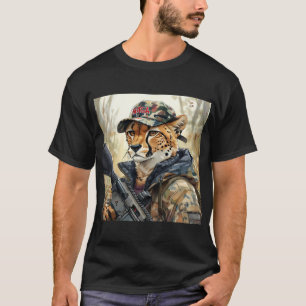 T-shirt Cool MAGA Chat avec pistolet et Camouflage CHEETAH