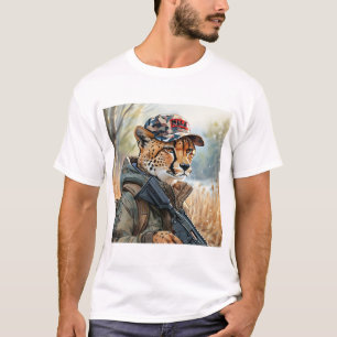 T-shirt Cool MAGA Chat avec pistolet et Camouflage CHEETAH