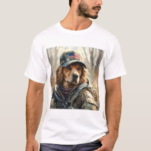 T-shirt Cool MAGA Chien avec pistolet et Camouflage Cute c