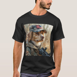 T-shirt Cool MAGA Chien avec pistolet et Camouflage Cute c