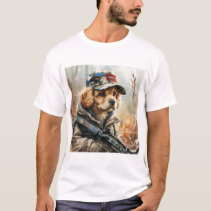 T-shirt Cool MAGA Chien avec pistolet et Camouflage Cute c