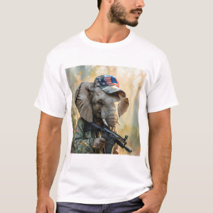 T-shirt Cool MAGA Elephant avec pistolet et camouflage AMÉ