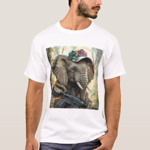 T-shirt Cool MAGA Elephant avec pistolet et camouflage AMÉ