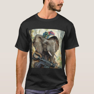 T-shirt Cool MAGA Elephant avec pistolet et camouflage AMÉ