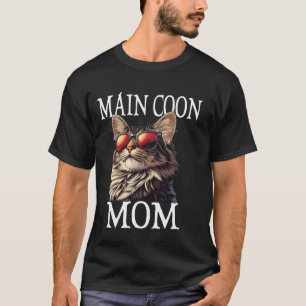 T-shirt Cool Maine Coon Chat Maman Drôle Lunettes de solei
