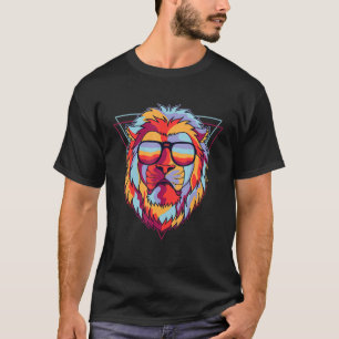 T-shirt Cool Majestic Tête de Lion Colorée Faune