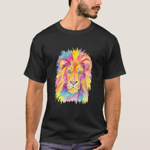 T-shirt Cool Majestic Tête de Lion Colorée Faune_1