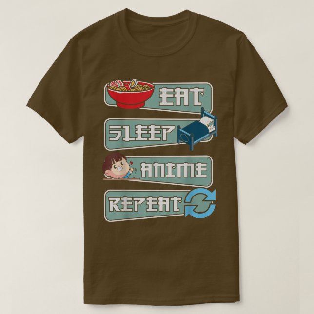 T-shirt Cool Manger Sleep Anime Répéter Ramen Japonais Gra (Design devant)