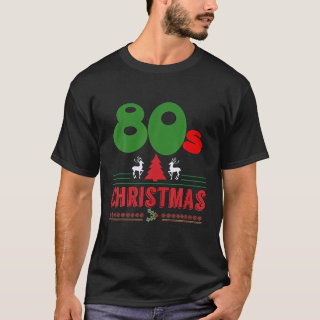 T-shirt Cool masculin : Retro Vilain 80S tenue de Noël G (Devant)