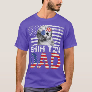 T-shirt Cool masculin Shih Tzu Papa USA Drapeau Patriotiqu