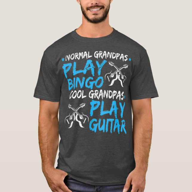 T-shirt Cool Mens grand-père Jouer Guitare Fête des pères  (Devant)