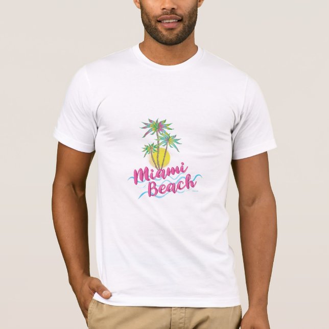 T-shirt Cool Miami Beach, Floride Palm Trees Graphisme (Devant)