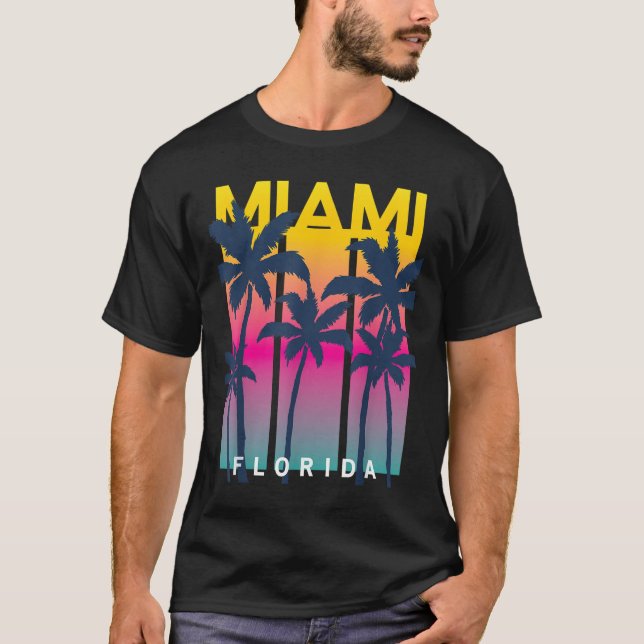 T-shirt Cool Miami Florida Graphic Design Tee - shirts, I  (Devant)