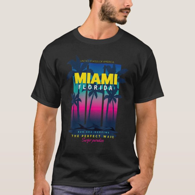 T-shirt Cool Miami Florida USA Illustration Graphic Design (Devant)