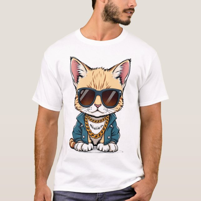 T-shirt Cool, mignon, chaton Doodle (Devant)