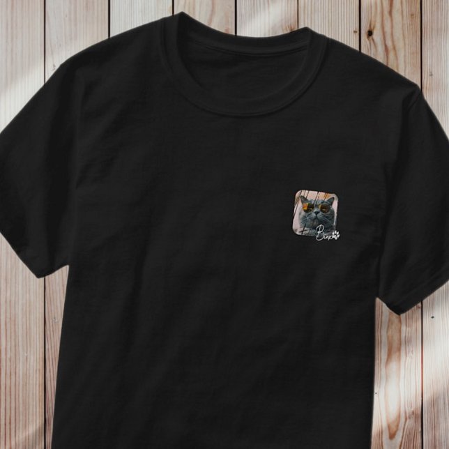 T-shirt Cool moderne de chat Grunge Nom et photo (Créateur téléchargé)