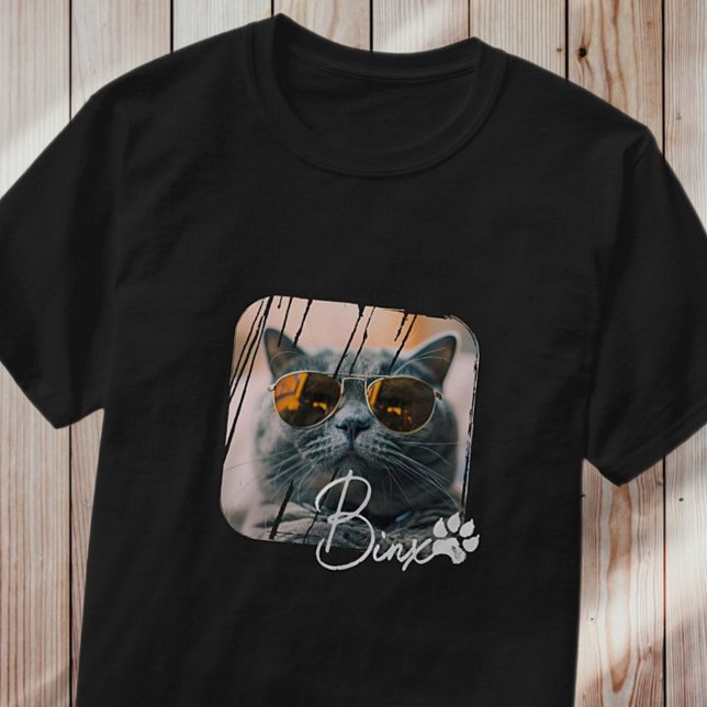 T-shirt Cool moderne de chat Grunge Nom et photo (Créateur téléchargé)