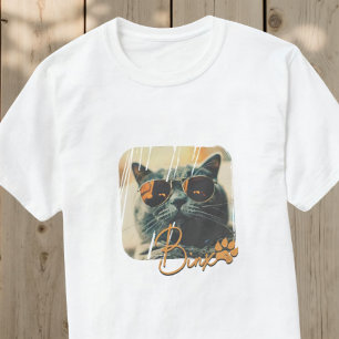 T-shirt Cool moderne de chat Grunge Nom et photo