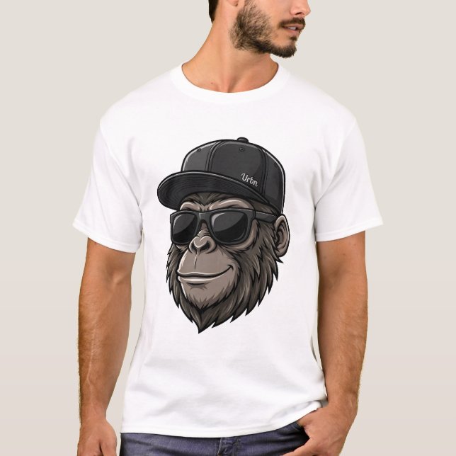 T-shirt Cool Monkey with Sunglasses and Cap Graphic Tee (Devant)