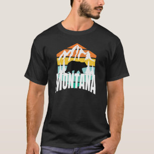 T-shirt Cool Montana Grizzly Ours Rétro Vintage Ours Noir