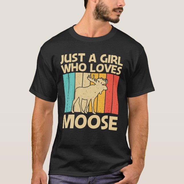 T-shirt Cool Moose Design Pour Filles Enfants Moose Deer B (Devant)