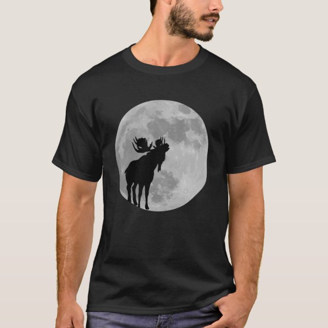 T-shirt Cool Moose Moon Howling Moose (Devant)