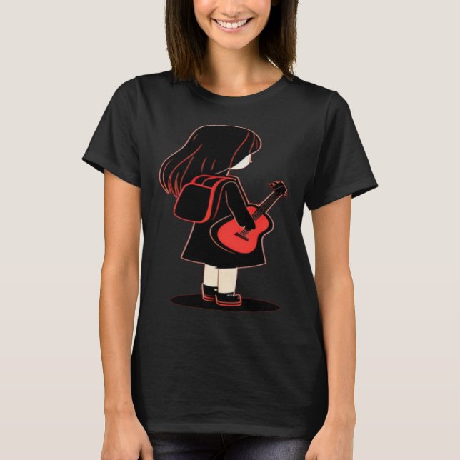 T-shirt Cool musical Guitar Girl (Devant)