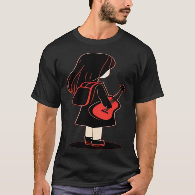 T-shirt Cool musical Guitar Girl (Devant)