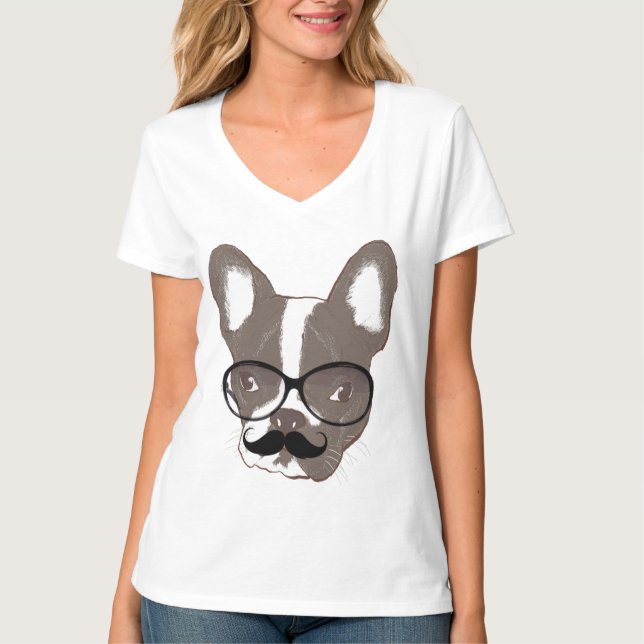 T-shirt Cool Mustache French Bulldog (Devant)