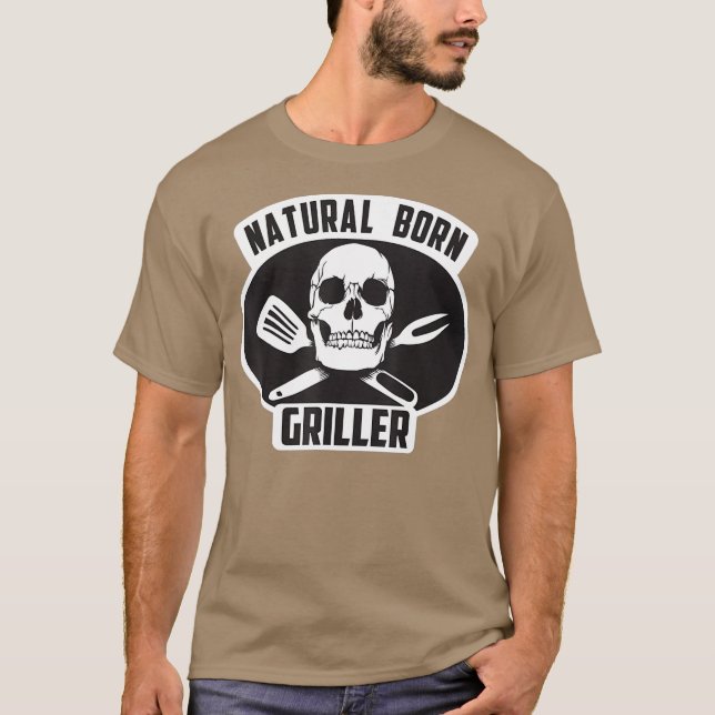 T-shirt Cool Naturel Né Griller BBQ Cadeau Pour Grill (Devant)