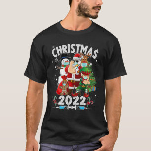 T-shirt Cool Noël 2022 Père Noël portant un elfe portant u