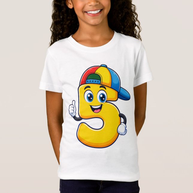 T-shirt Cool Number 5 pour enfants – Style de dess (Devant)