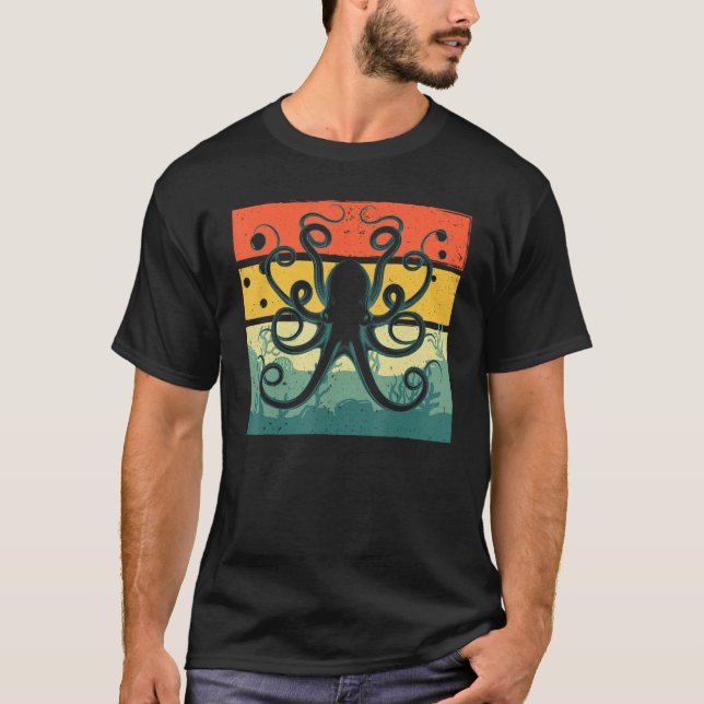 T-shirt Cool Octopus Design Pour Hommes Femmes Enfants Vin (Devant)
