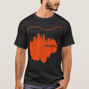 T-shirt Cool Orange Ohio State Outline Cincinnati City Sky