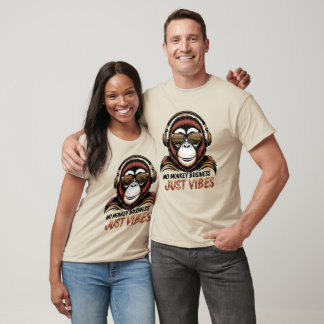 T-shirt Cool Orangutan Just Vibes Casques Retro Design