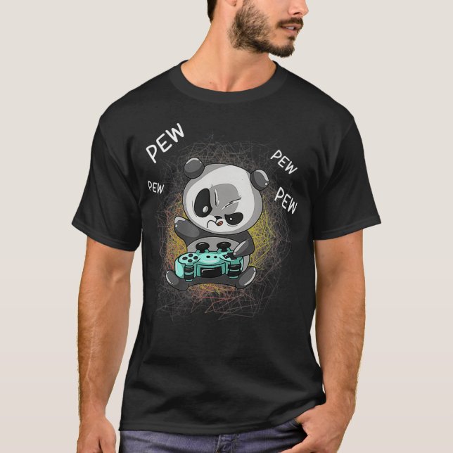 T-shirt Cool Panda Jouer Vidéo Jeu Drôle Ours Jeu (Devant)