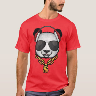 T-shirt Cool Panda Ours Avec Lunettes De Soleil Casque Et