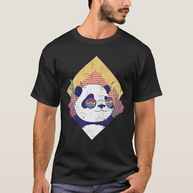 T-shirt Cool Panda - Retro Funny Panda Ours En Lunettes De (Devant)