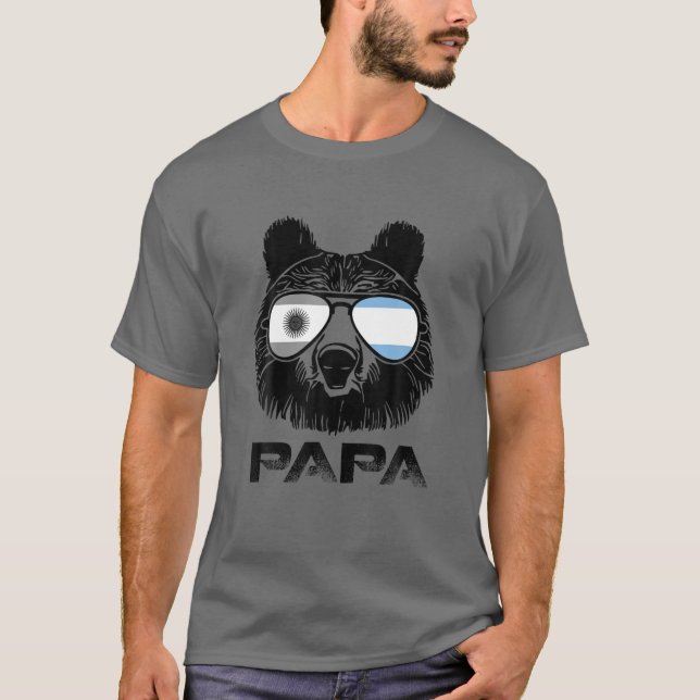 T-shirt Cool Papa Bear Lunettes de soleil Argentine Drapea (Devant)