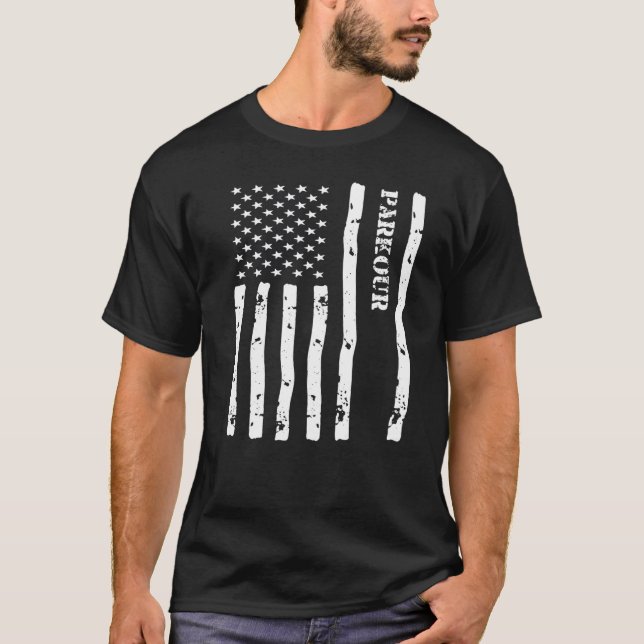 T-shirt Cool Parkour Things Stuff Accessoires Drapeau Usa (Devant)
