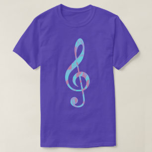 T-shirt Cool Pastel Camo Motif Treble Clef
