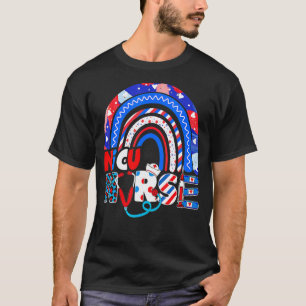 T-shirt Cool Patriote Infirmière Nicu Américaine Arc-en-ci