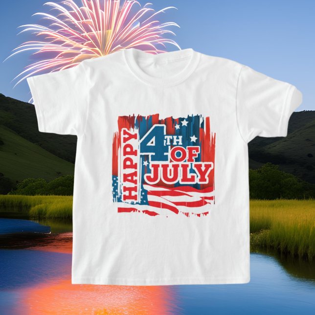 T-shirt cool Patriotic Happy 4 juillet enfants unisex (Créateur téléchargé)