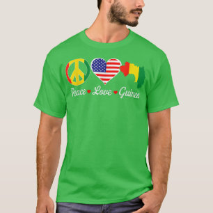 T-shirt Cool Peace Love Guinea Flag American Heart Patriot