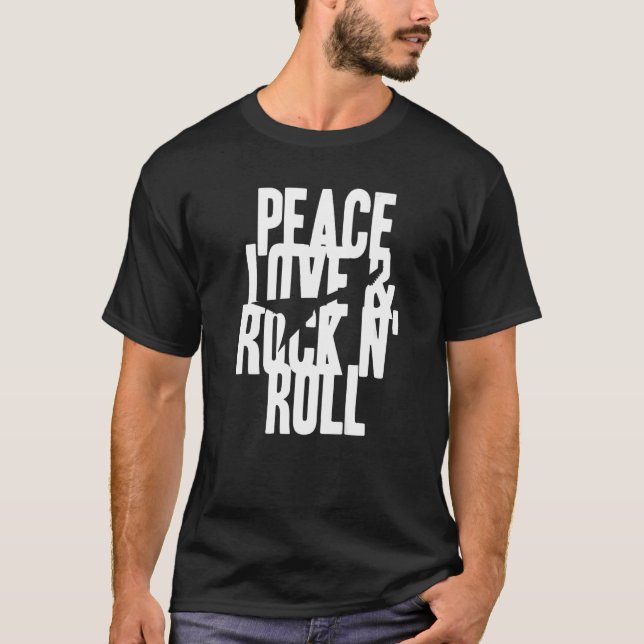 T-shirt Cool PEACE LOVE & ROCK N'ROLL Présente (Devant)